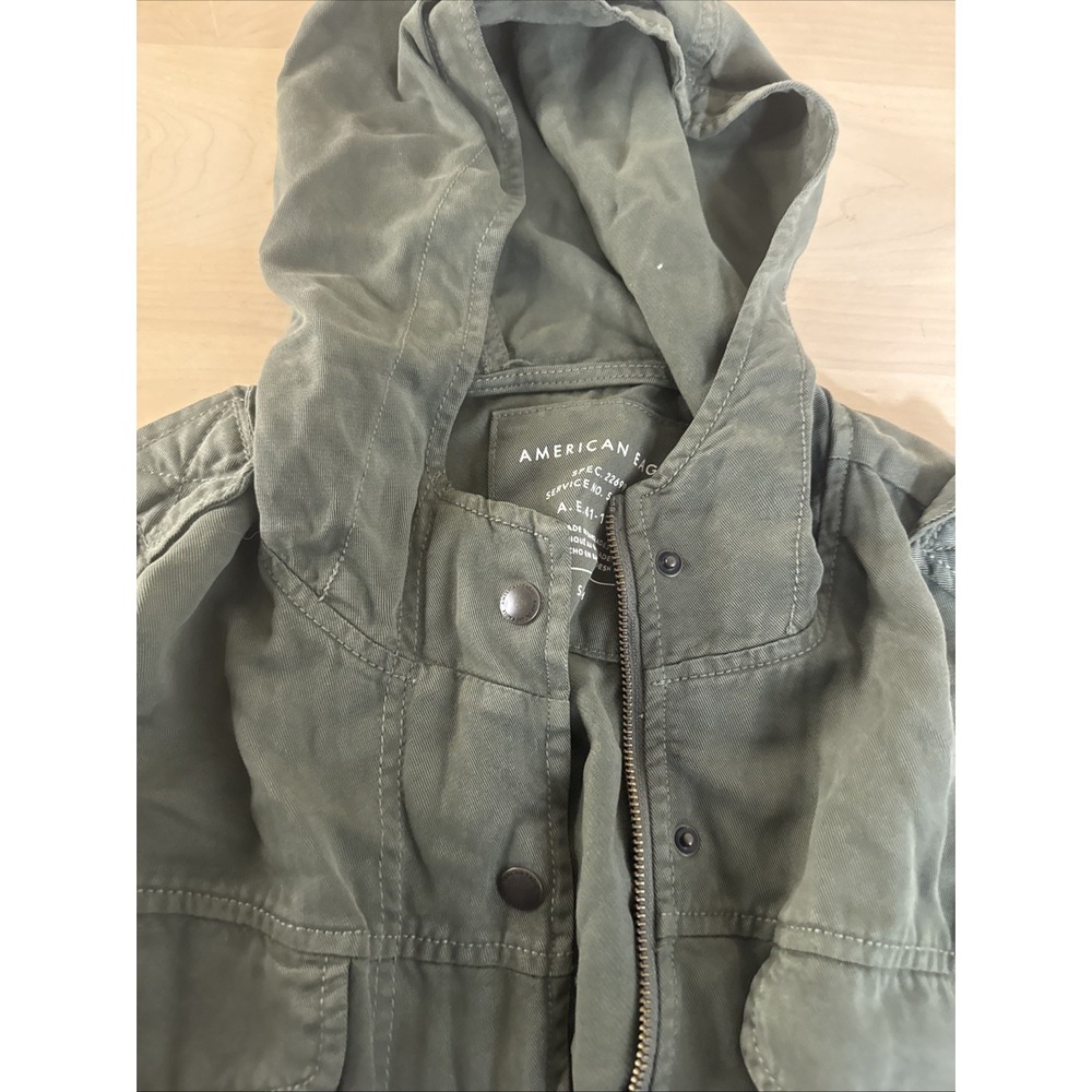 American Eagle Jacket Womens S Green Military Jacket Long Sleeve Pockets Zip - Picture 5 of 7